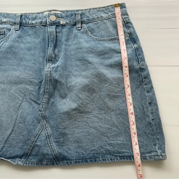 Jeanswest Women’s Mini Denim Skirt A-Line High Waist Distressed Blue Size 16 - Picture 12 of 12